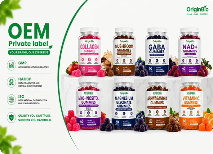 Gummy Supplement Banner showing various product bottles and ingredients