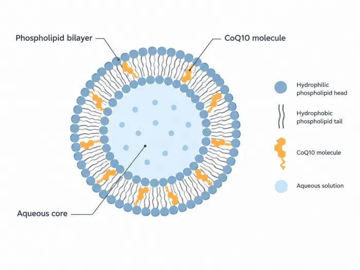 LCross-section diagram of a coenzyme Q10 liposome LCross-section diagram of a coenzyme Q10 liposome
